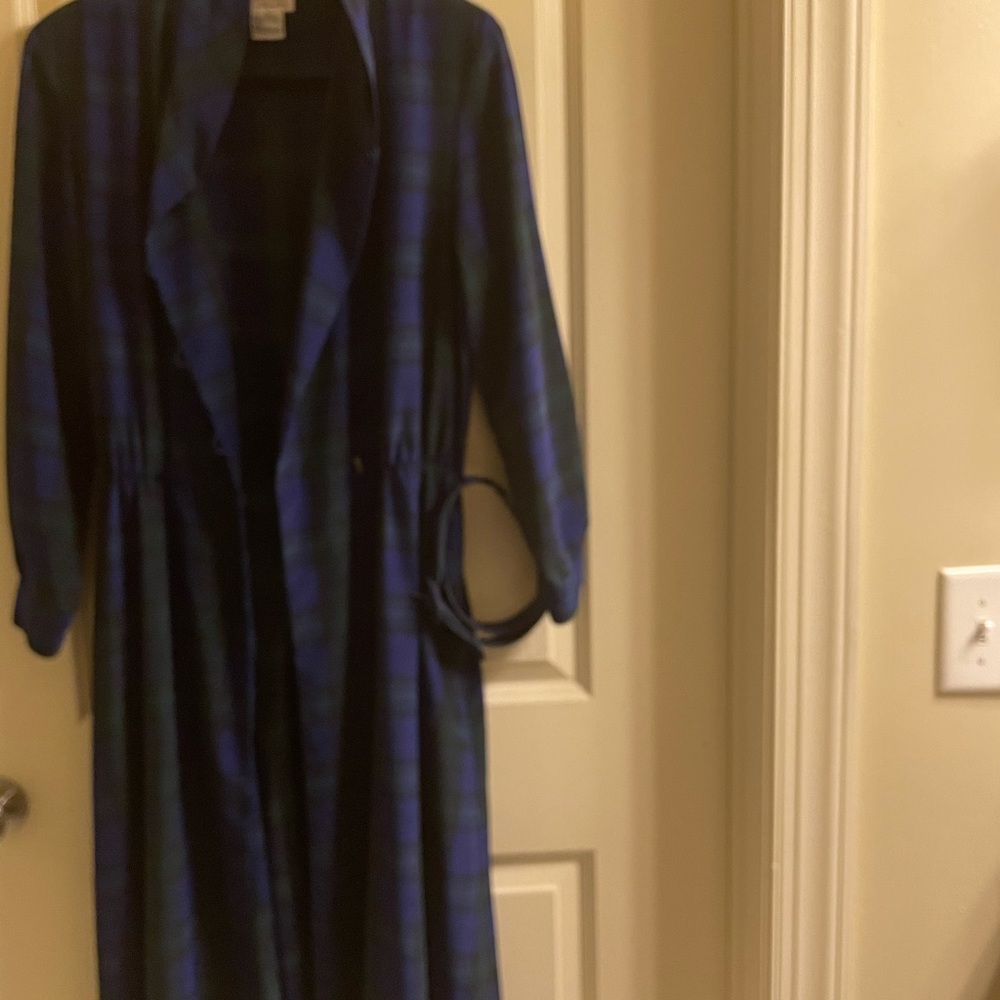 Plaid purplish/blue belted dress vintage